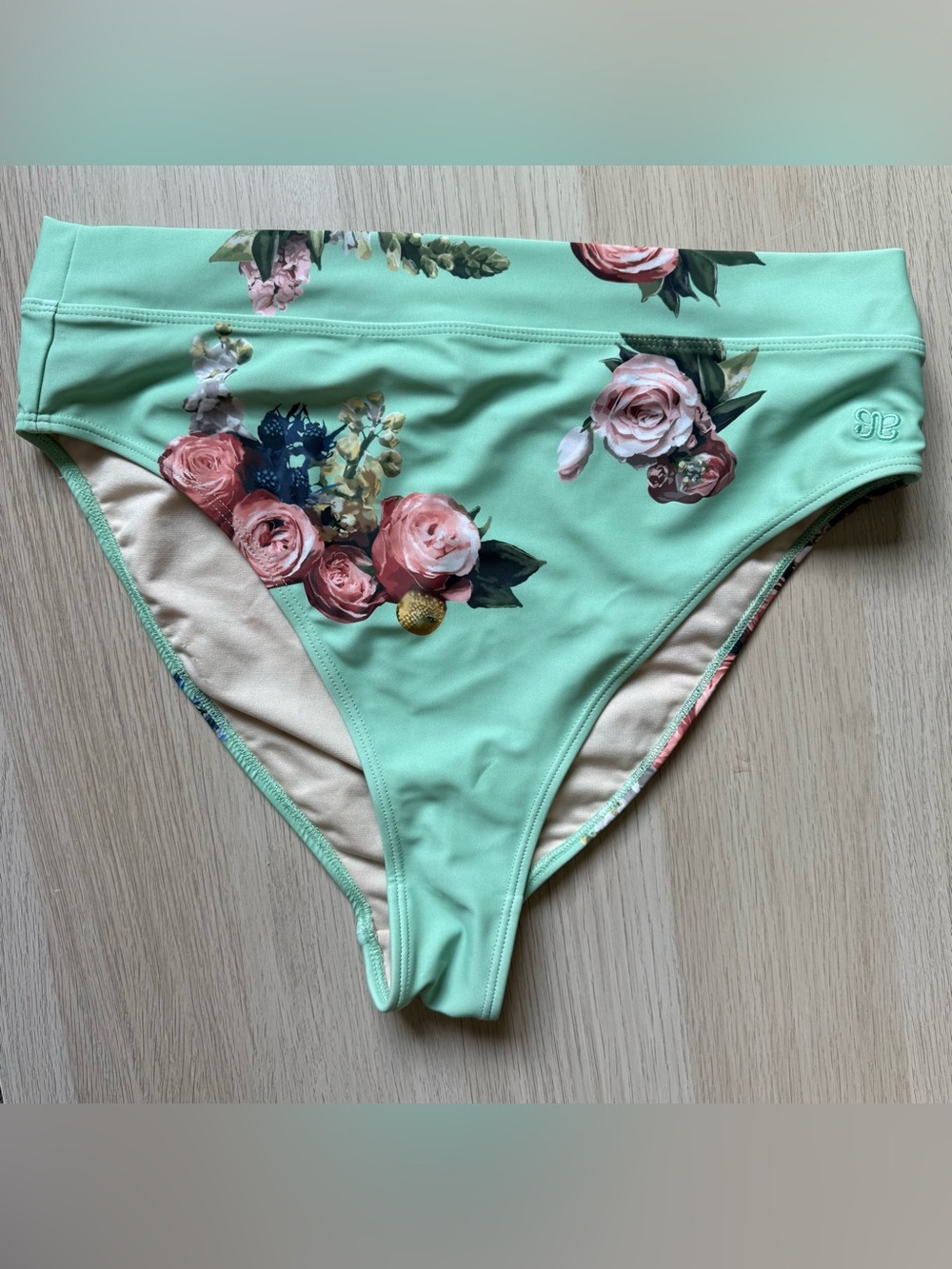 Albion Mint Green Floral High-Waist Bikini Bottoms